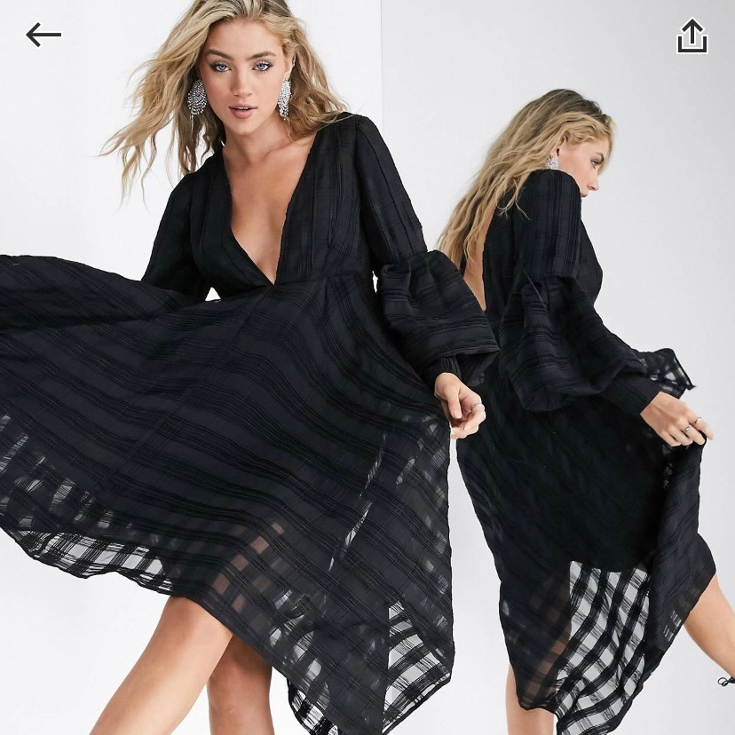 Asos Edition Volume Sleeve Midi Dress Size Us 4